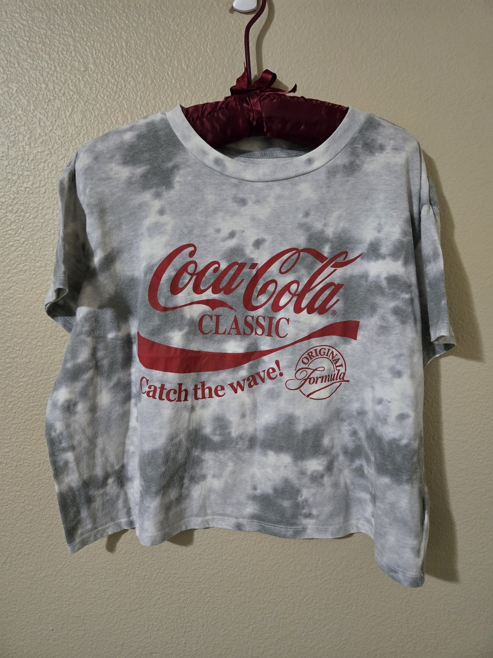 Coca Cola Tie Dye Womens Short Sleeve Cropped Tee Plus Size 3xl